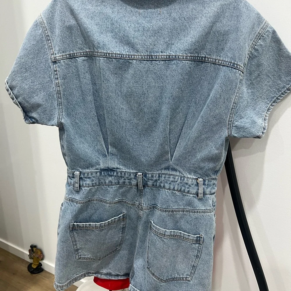 Jean shorts sleeve shorts romper size medium nwt non smoking home. Lelis brand - Picture 2 of 3